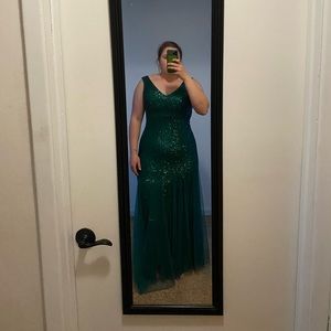Teal, size large, floor length mermaid dress